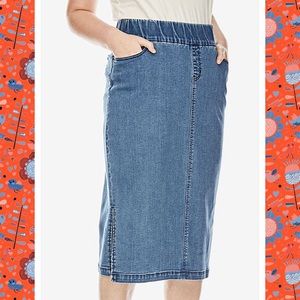 NWT Comfort Waist Midi Denim Skirt Size 18